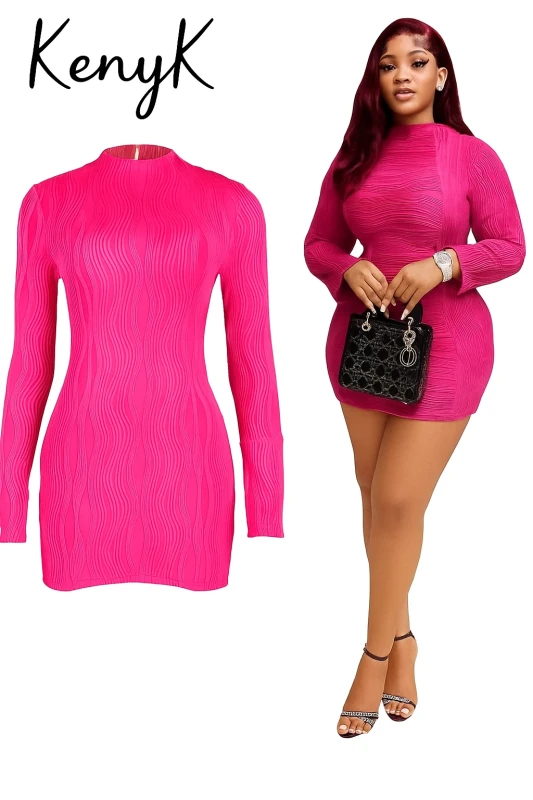 ribbed wave bodycon mini dress”