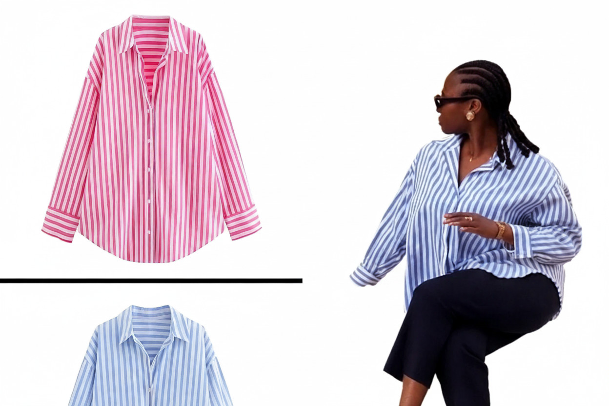 Oversized Striped Button-Up Shirt