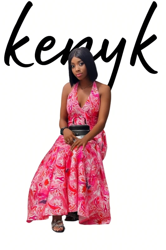 halter-neck floral maxi dress