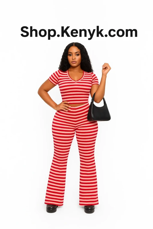 Red & White Striped Two-Piece Set