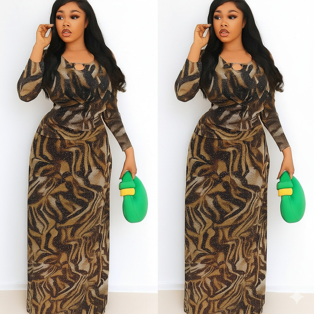 Elegant Animal Print Maxi Dress